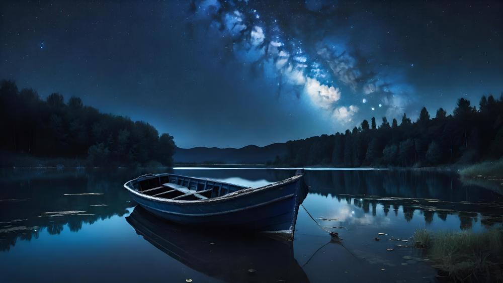 Starry Night Serenity on the Lake wallpaper