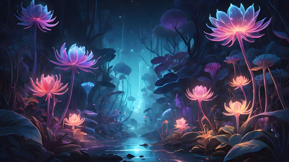 Luminous Lotus Dreamscape wallpaper