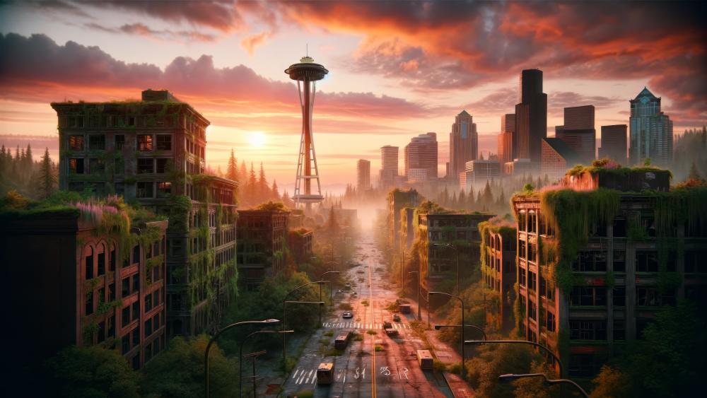 Post apocalyptic Seattle wallpaper
