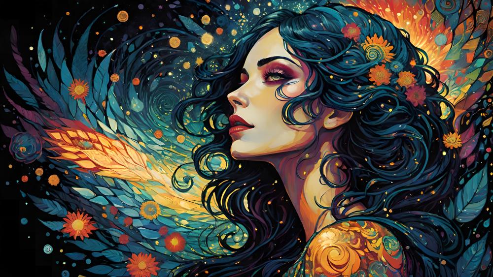 Mystical Maiden of the Psychedelic Vortex wallpaper