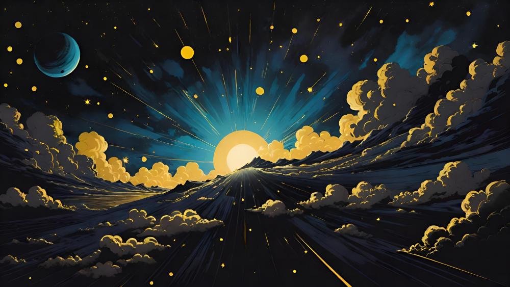 Stellar Dawn over Digital Horizons wallpaper
