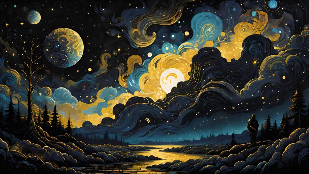 Whimsical Nighttime Dreamscape wallpaper