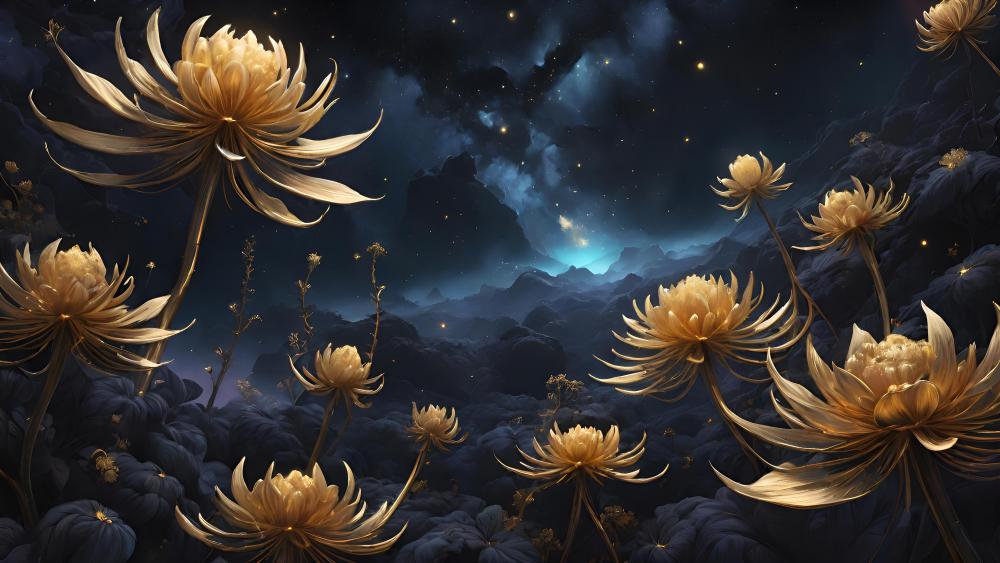 Enchanted Midnight Bloom wallpaper
