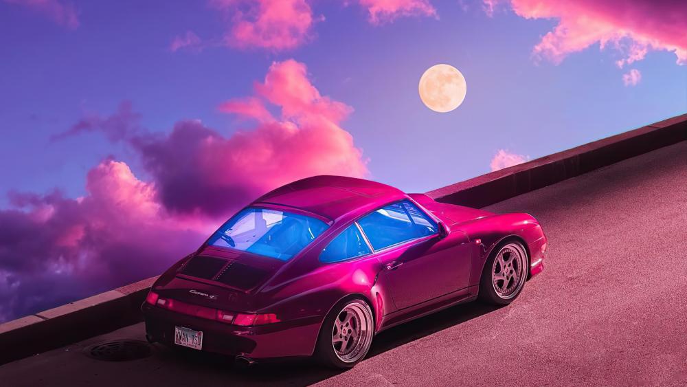 Vintage Porsche 911 Elegance under Moonlit Sky wallpaper