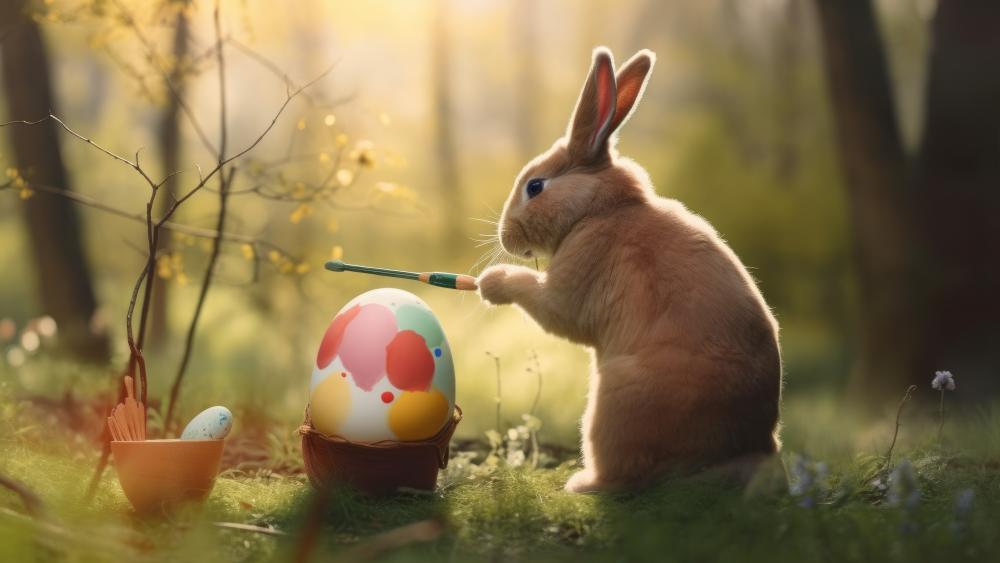 Easter Bunny's Artistic Moment wallpaper