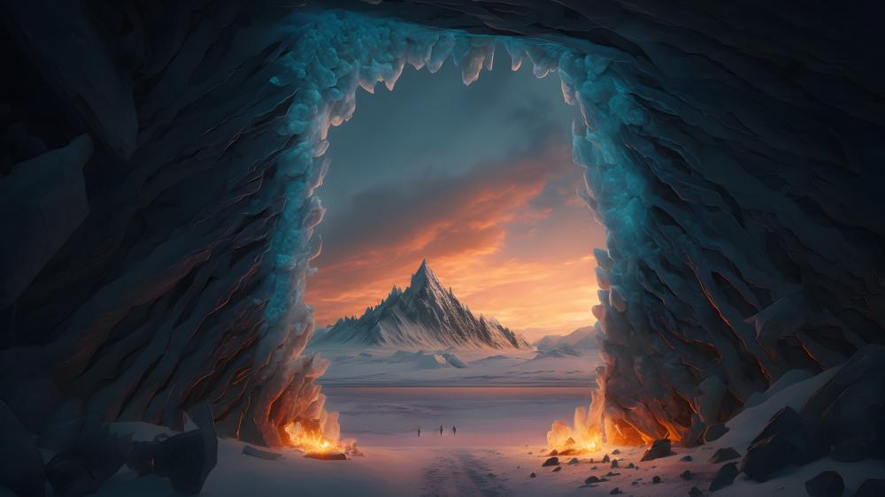 Frozen Portal to a Mystic Mountain wallpaper
