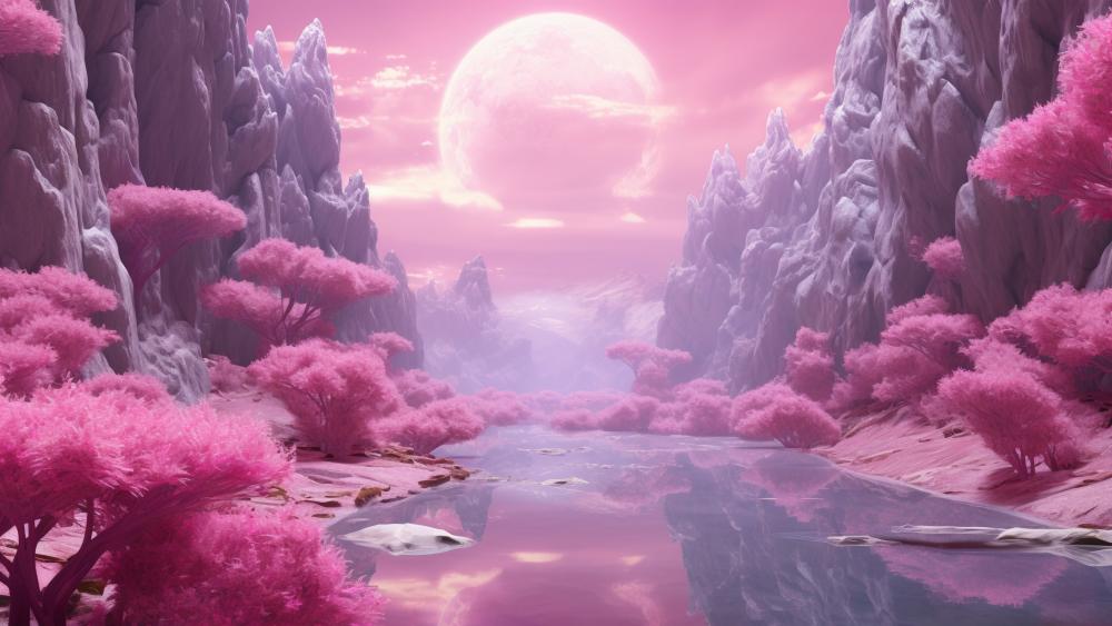 Pink Twilight Valley of the Enchanted Moon wallpaper