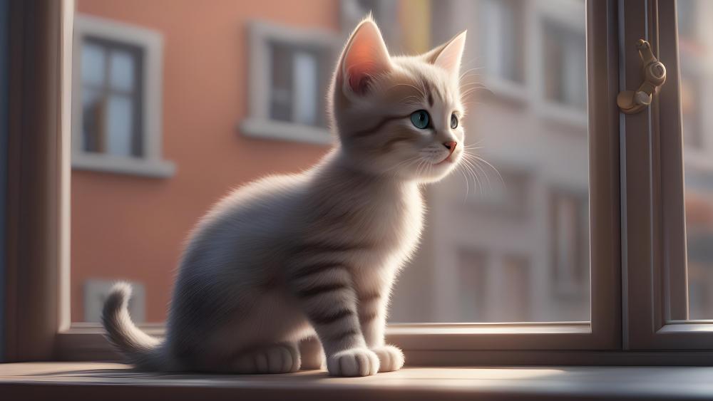 Curious Kitten Gazing at the World wallpaper