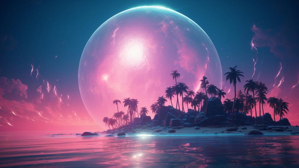 Tropical Synthwave Dreamscape wallpaper