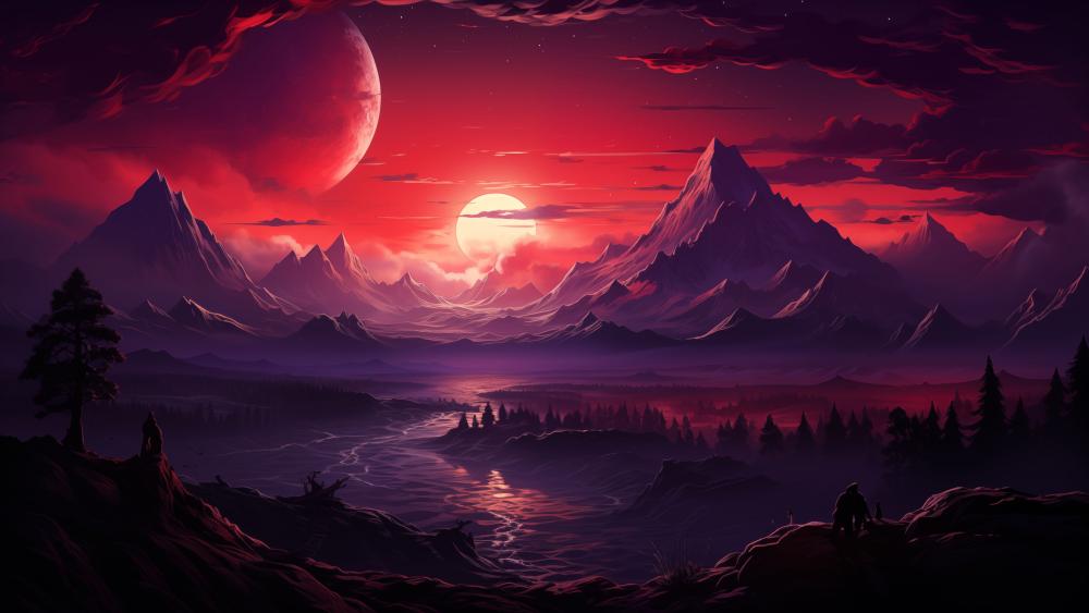 Crimson Twilight Peaks wallpaper