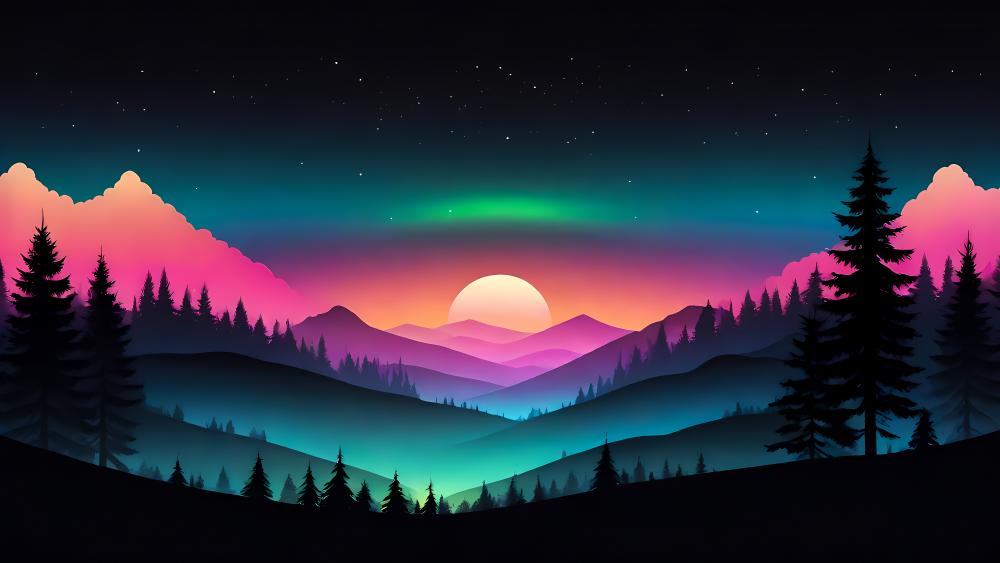 Twilight Glow Over Mystic Peaks wallpaper