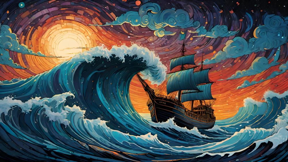 Mystical Voyage at Sundown wallpaper