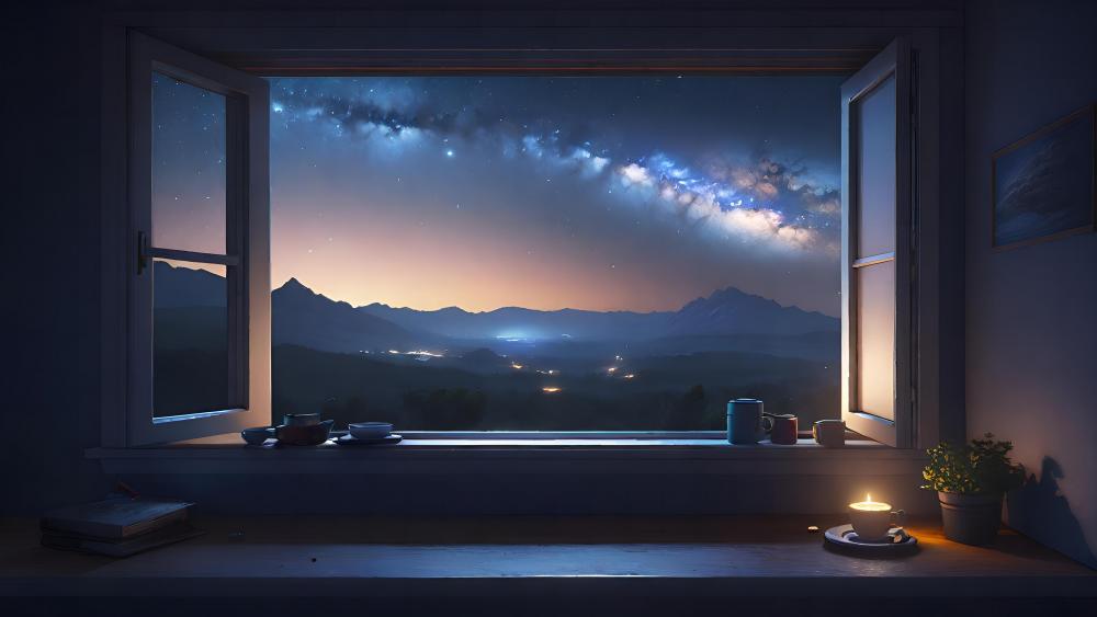 Starry Night Beyond the Window wallpaper