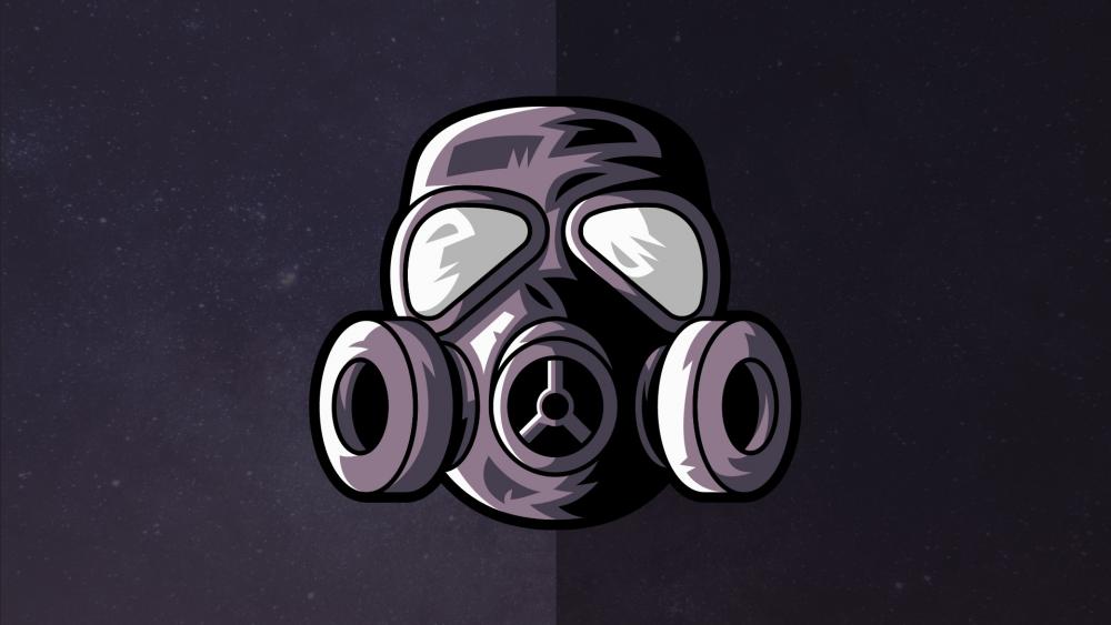 Mysterious Gas Mask in Cosmic Haze wallpaper