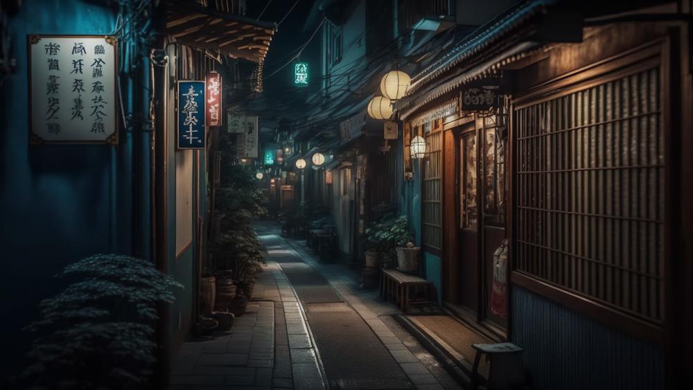Mystical Tokyo Alley at Night wallpaper