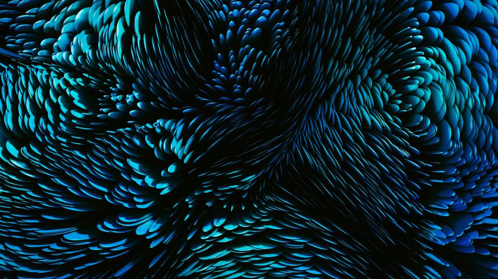 Mystical Blue Feathers Swirl wallpaper