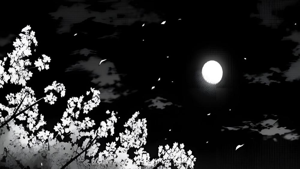 Moonlit Anime Blossoms wallpaper