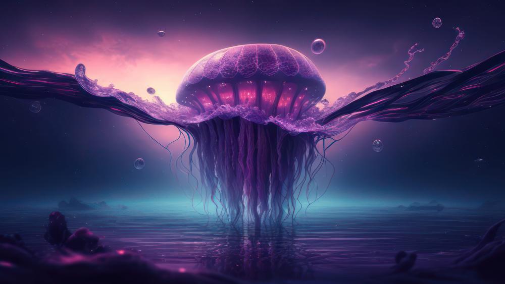 Ethereal Jellyfish Embrace the Deep wallpaper