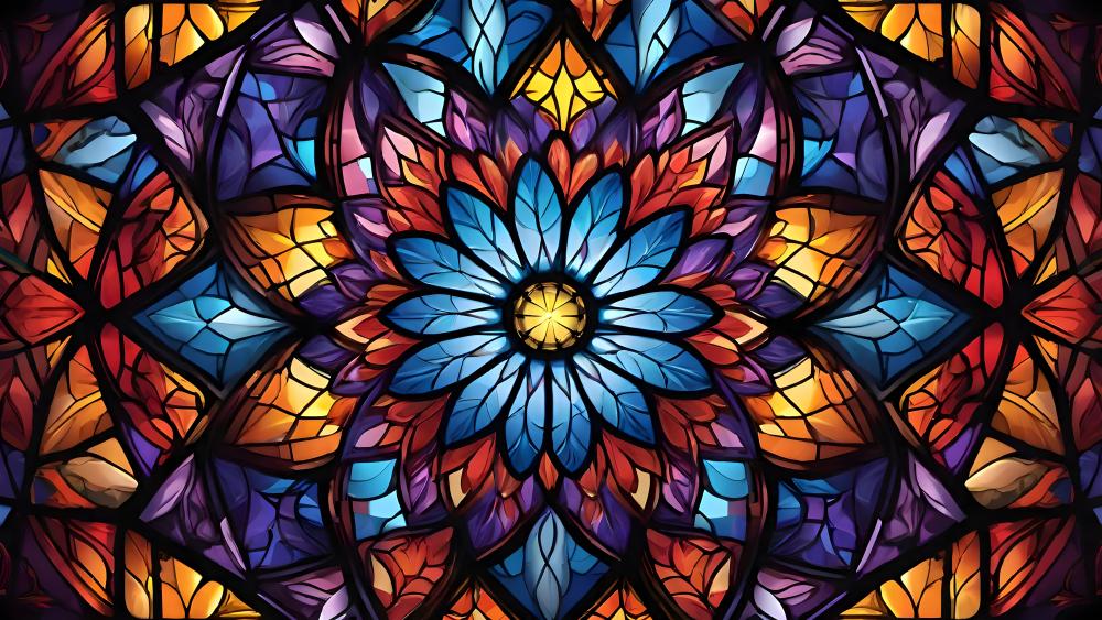 Kaleidoscopic Dreamscape of Stained Glass wallpaper