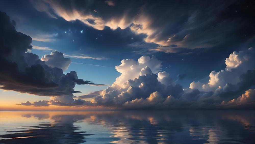 Tranquil Seascape in Anime Vision wallpaper