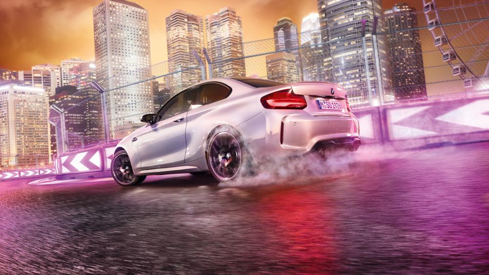 Glowing BMW M2 Speed Demon at Night wallpaper