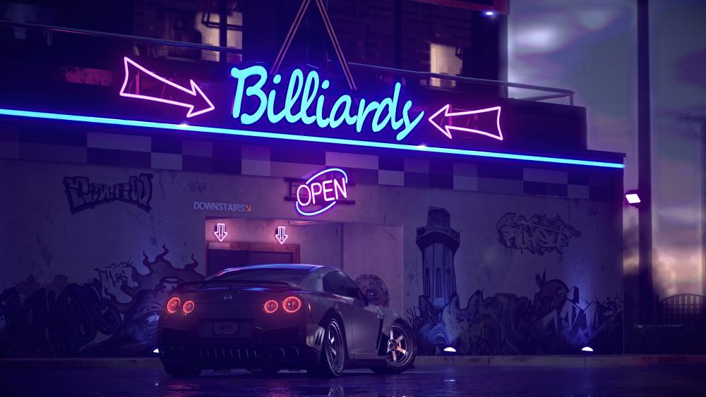 Neon Nights and the GT-R wallpaper