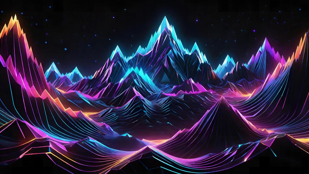 Neon Digital Mountain Range wallpaper