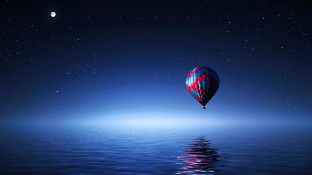Starry Night Hot Air Balloon Adventure wallpaper