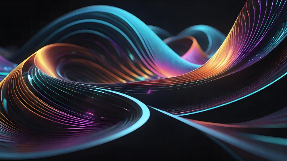 Digital Waves in Neon Elegance wallpaper