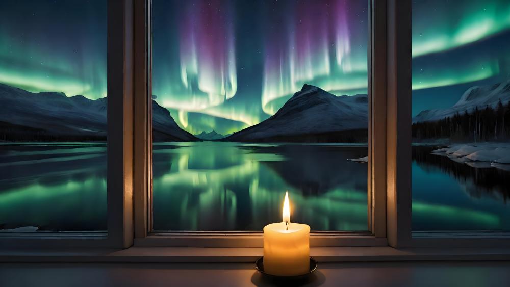 Aurora Reflections from a Cozy Room wallpaper