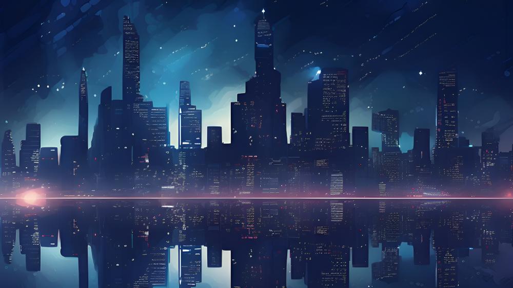 Futuristic Metropolis at Twilight wallpaper
