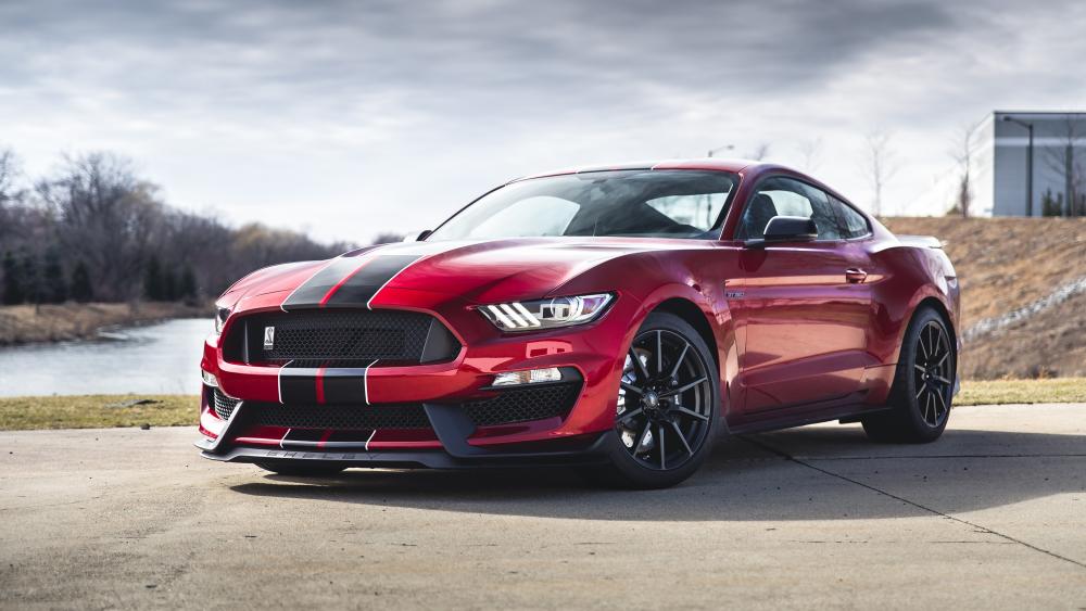 Red Ford Mustang Shelby GT500 Power Stance wallpaper