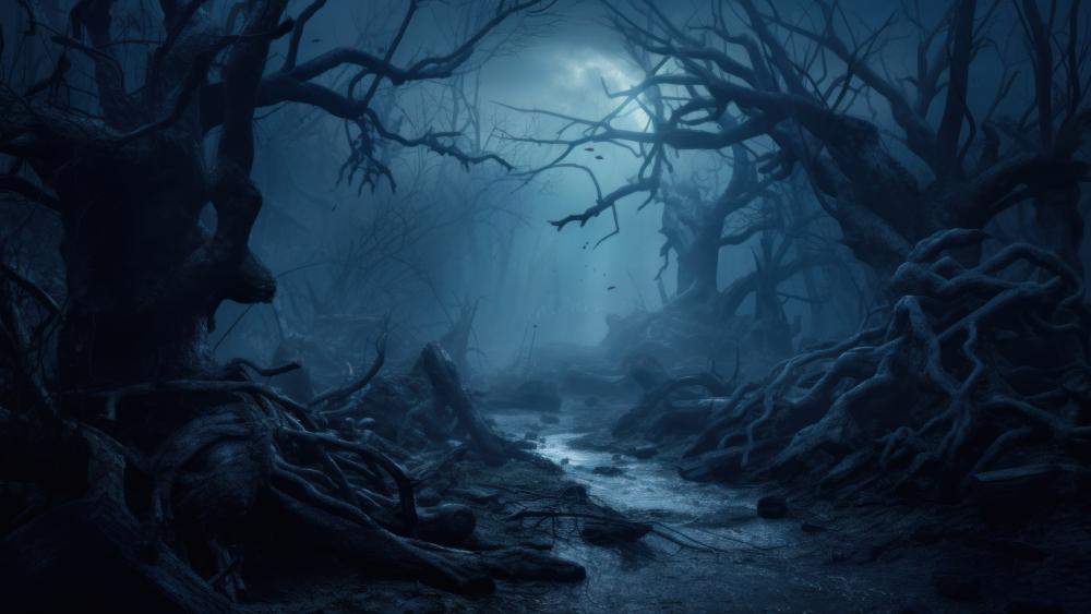 Misty Enigma of the Haunted Grove wallpaper