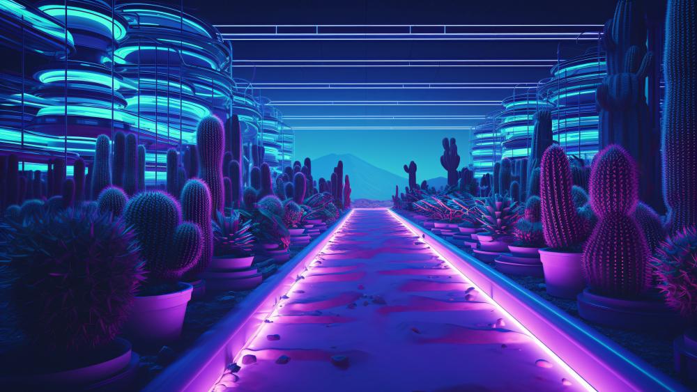 Neon Cactus Wonderland wallpaper