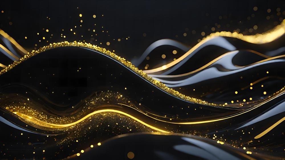 Elegant Black and Gold Waves wallpaper