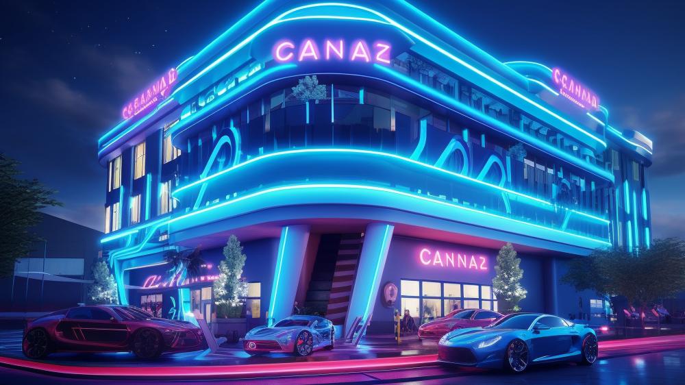 Neon Glow of Futuristic Casino Splendor wallpaper