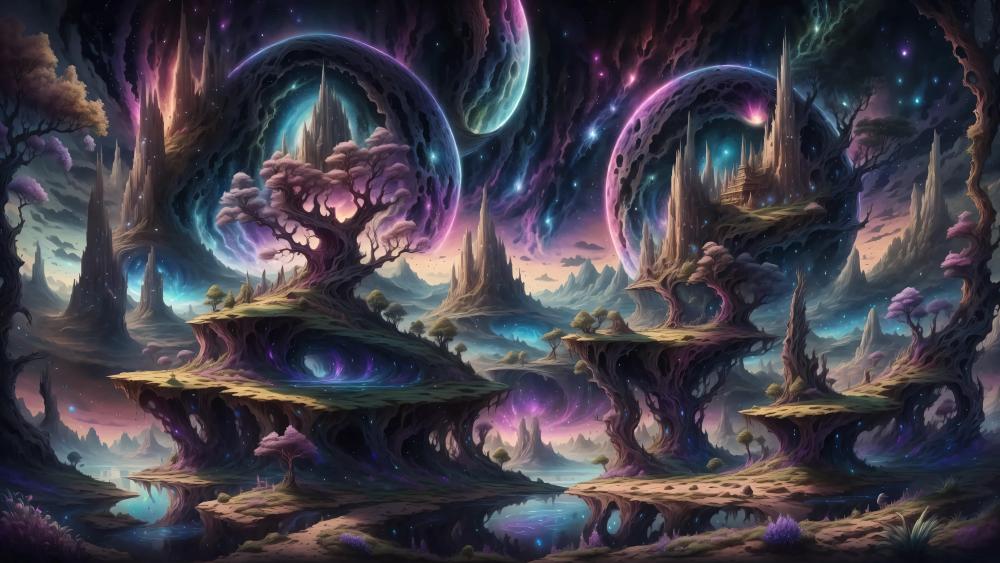 Mystical Realms Amidst the Stars wallpaper