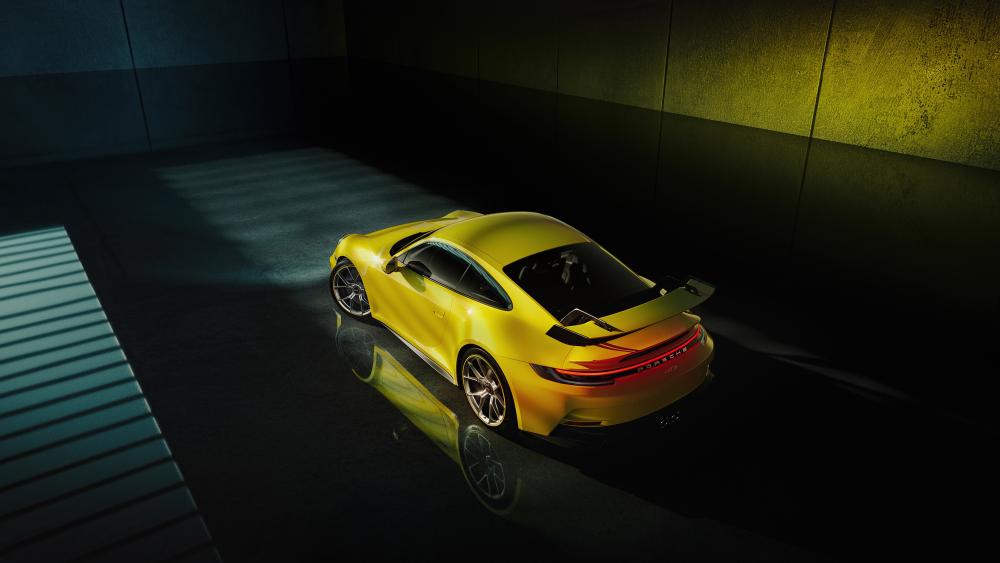 Stunning 2023 Porsche 911 GT3 in Yellow wallpaper