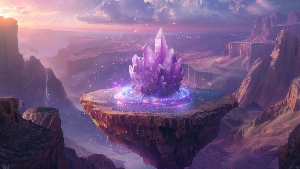 Mystical Crystal Island Above the Abyss wallpaper