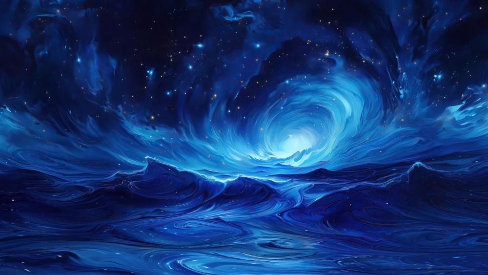 Mystical Ocean Swirl at Midnight wallpaper