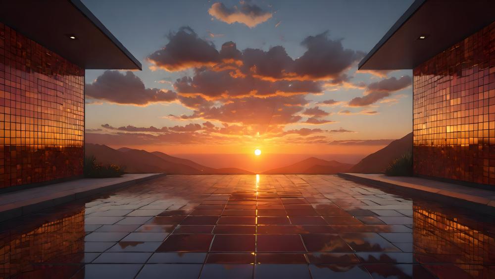 Terrace Sunset View wallpaper