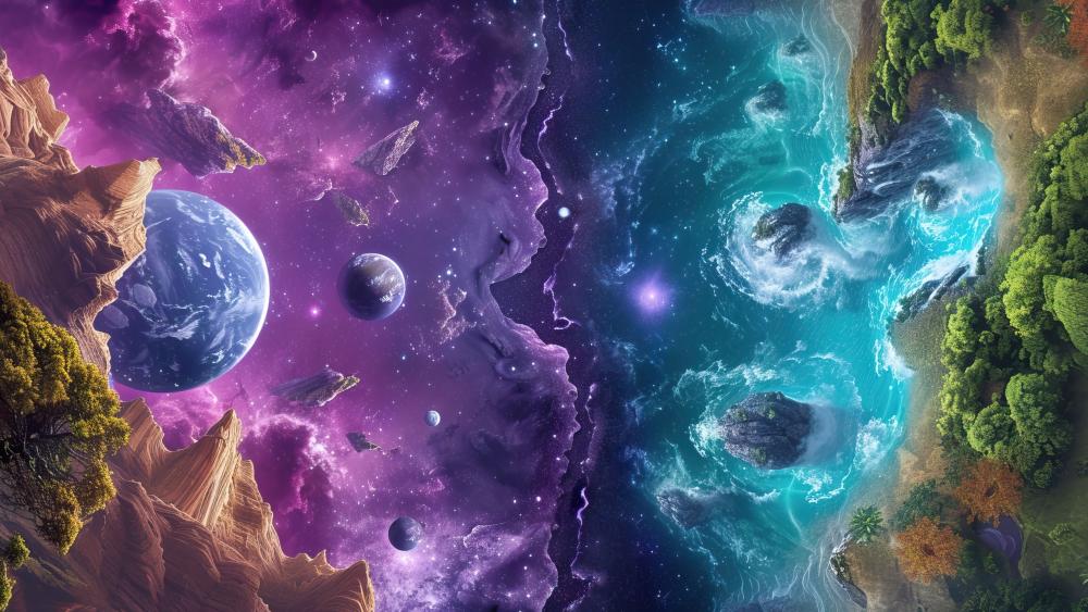 Cosmic Nature Fusion wallpaper