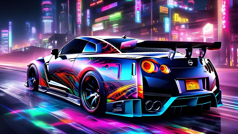 Neon Blaze Nissan GT-R Power Surge wallpaper
