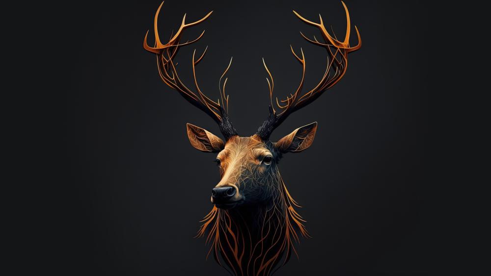 Majestic Deer in Shadowy Artistry wallpaper