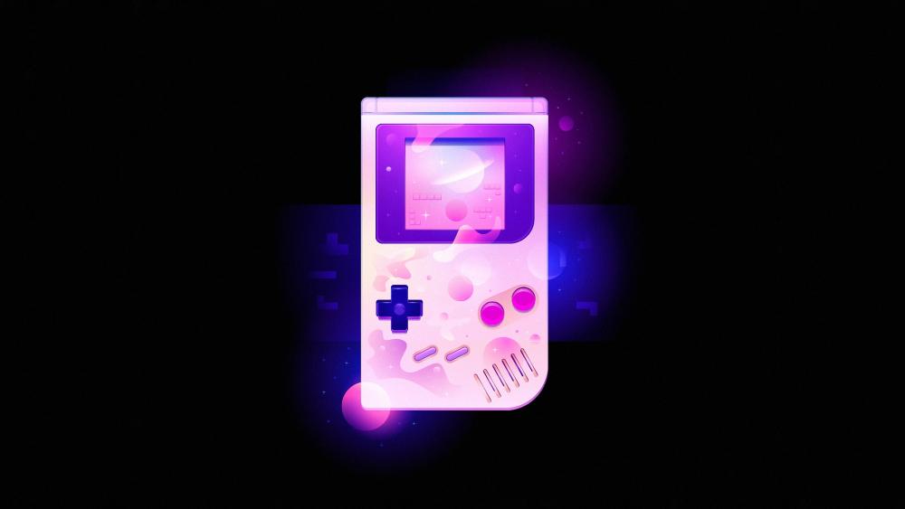 Retro Game Boy Elegance in Neon Glow wallpaper
