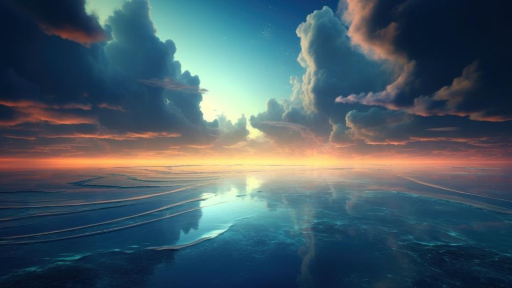 Serene Ocean Sunset Horizon wallpaper