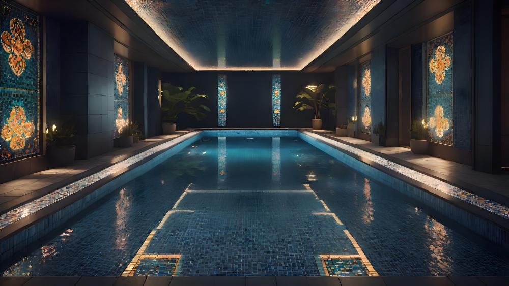 Luxurious Indoor Mosaic Swimming Pool wallpaper