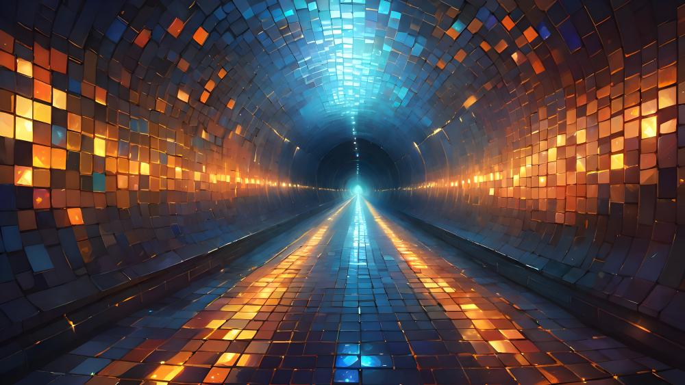 Luminous Passage Through the Mosaic Tunnel wallpaper