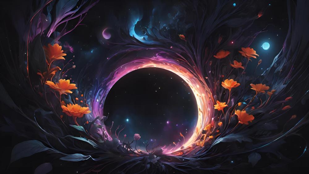 Mystical Floral Gateway to the Cosmos wallpaper