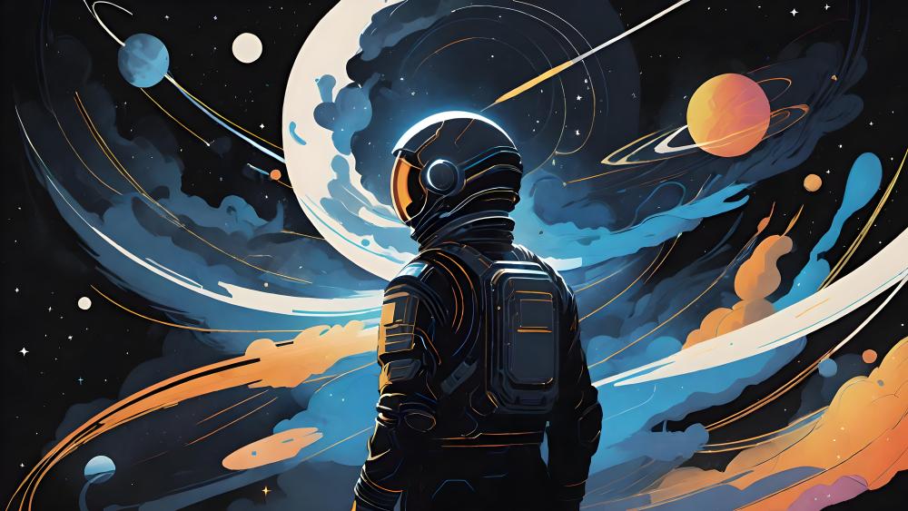 Astronaut Gazing into the Cosmic Infinity wallpaper